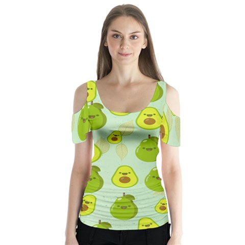 Avocado Love Butterfly Sleeve Cutout Tee  by designsbymallika