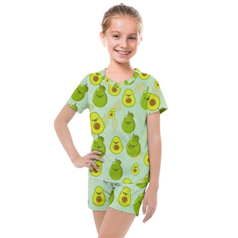 Avocado Love Kids  Mesh Tee And Shorts Set by designsbymallika