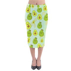 Avocado Love Velvet Midi Pencil Skirt by designsbymallika