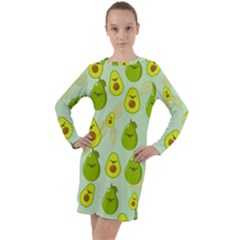 Avocado Love Long Sleeve Hoodie Dress by designsbymallika