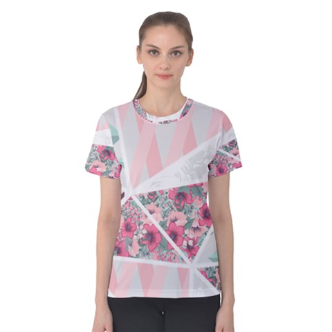 Pink Patchwork Women s Cotton Tee by designsbymallika