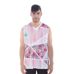 Pink Patchwork Men s Basketball Tank Top by designsbymallika