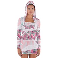 Pink Patchwork Long Sleeve Hooded T-shirt by designsbymallika