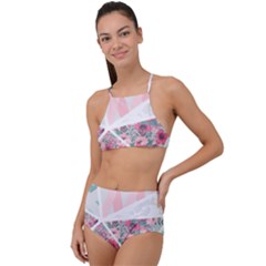 Pink Patchwork High Waist Tankini Set by designsbymallika