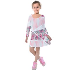 Pink Patchwork Kids  Long Sleeve Velvet Dress by designsbymallika