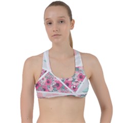 Pink Patchwork Criss Cross Racerback Sports Bra by designsbymallika