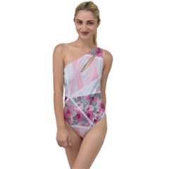 Pink Patchwork To One Side Swimsuit by designsbymallika