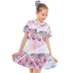 Pink Patchwork Kids  Short Sleeve Shirt Dress by designsbymallika