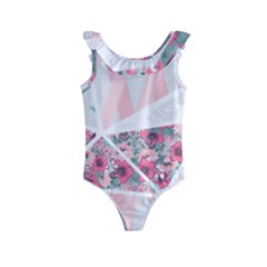 Pink Patchwork Kids  Frill Swimsuit by designsbymallika