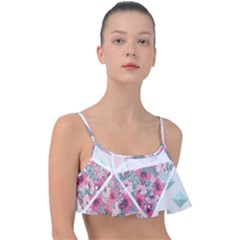 Pink Patchwork Frill Bikini Top