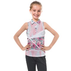 Pink Patchwork Kids  Sleeveless Polo Tee