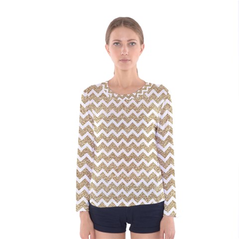 Gold Glitter Chevron Women s Long Sleeve Tee by mccallacoulture