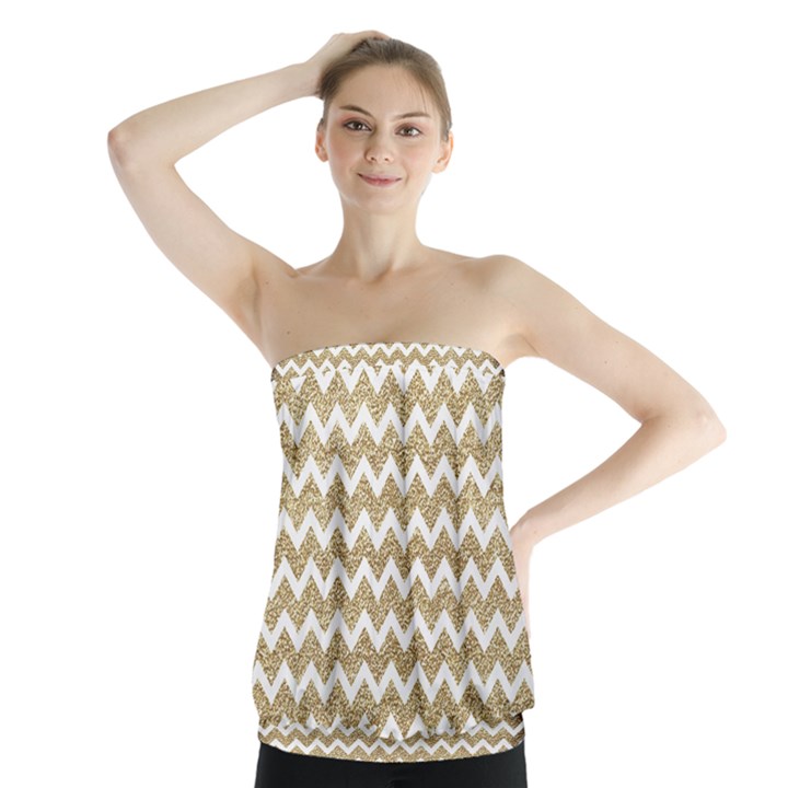 Gold Glitter Chevron Strapless Top