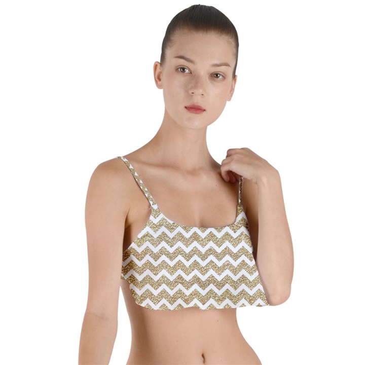 Gold Glitter Chevron Layered Top Bikini Top 