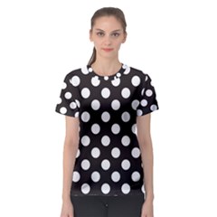 Black With White Polka Dots Women s Sport Mesh Tee