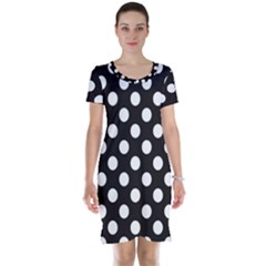 Black With White Polka Dots Short Sleeve Nightdress by mccallacoulture