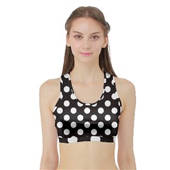 Black With White Polka Dots Sports Bra With Border by mccallacoulture