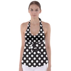 Black With White Polka Dots Babydoll Tankini Top by mccallacoulture