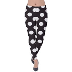 Black With White Polka Dots Velvet Leggings