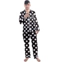 Black with White Polka Dots Men s Satin Pajamas Long Pants Set View1