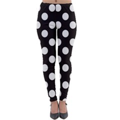 Black With White Polka Dots Lightweight Velour Leggings by mccallacoulture