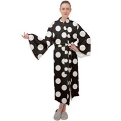 Black With White Polka Dots Maxi Velour Kimono by mccallacoulture