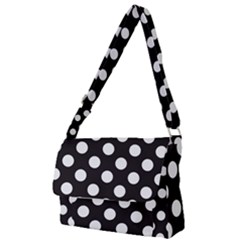 Black With White Polka Dots Full Print Messenger Bag (s) by mccallacoulture