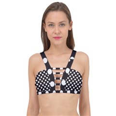 Black With White Polka Dots Cage Up Bikini Top