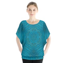 Spiritual Sun Is Raising Over The Peace Of Mind Sea Batwing Chiffon Blouse