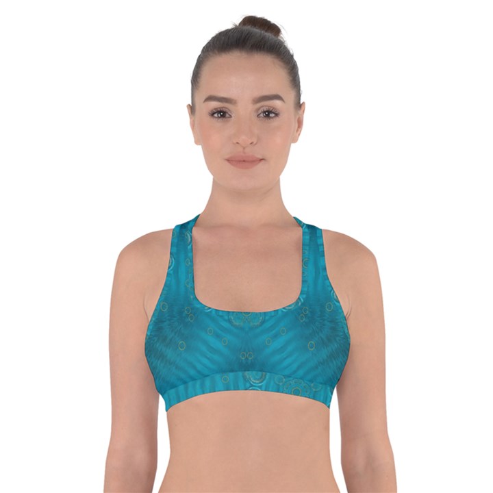 Spiritual Sun Is Raising Over The Peace Of Mind Sea Cross Back Sports Bra