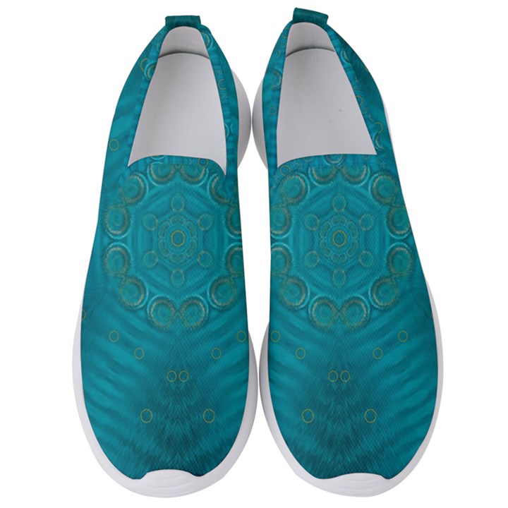 Spiritual Sun Is Raising Over The Peace Of Mind Sea Men s Slip On Sneakers