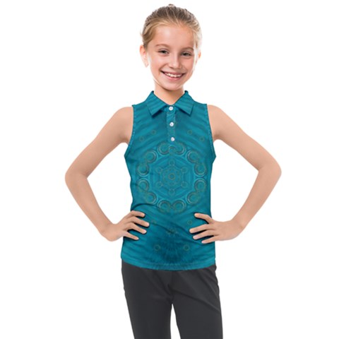 Spiritual Sun Is Raising Over The Peace Of Mind Sea Kids  Sleeveless Polo Tee by pepitasart