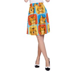 Cute Tiger Pattern A-line Skirt by designsbymallika