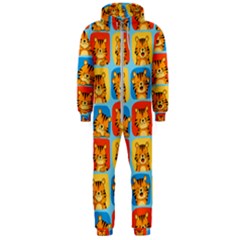 Cute Tiger Pattern Hooded Jumpsuit (men)  by designsbymallika