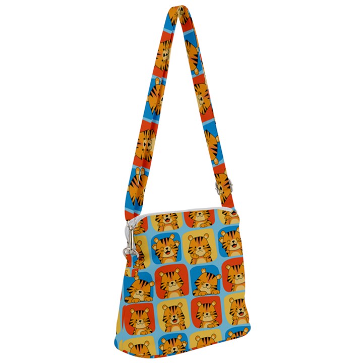 Cute Tiger Pattern Zipper Messenger Bag