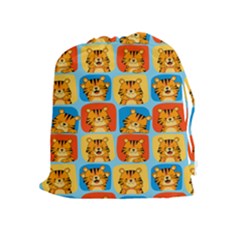 Cute Tiger Pattern Drawstring Pouch (xl) by designsbymallika