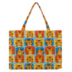 Cute Tiger Pattern Zipper Medium Tote Bag by designsbymallika