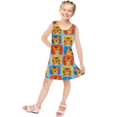 Cute Tiger Pattern Kids  Tunic Dress by designsbymallika