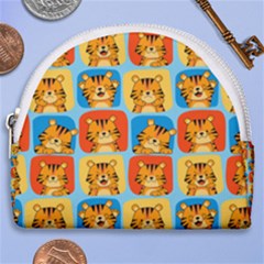 Cute Tiger Pattern Horseshoe Style Canvas Pouch by designsbymallika