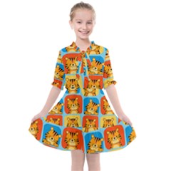 Cute Tiger Pattern Kids  All Frills Chiffon Dress by designsbymallika