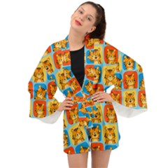 Cute Tiger Pattern Long Sleeve Kimono by designsbymallika