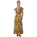 Cute Tiger Pattern Flutter Sleeve Maxi Dress View1