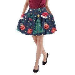 Christmas  A-line Pocket Skirt by designsbymallika