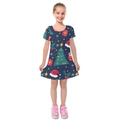 Christmas  Kids  Short Sleeve Velvet Dress by designsbymallika