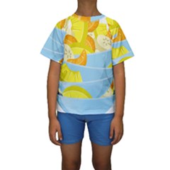 Salad Fruit Mixed Bowl Stacked Kids  Short Sleeve Swimwear