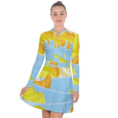 Salad Fruit Mixed Bowl Stacked Long Sleeve Panel Dress