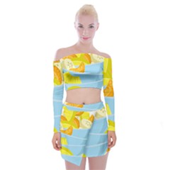 Salad Fruit Mixed Bowl Stacked Off Shoulder Top With Mini Skirt Set by HermanTelo