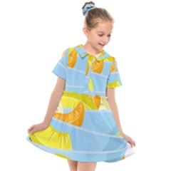 Salad Fruit Mixed Bowl Stacked Kids  Short Sleeve Shirt Dress