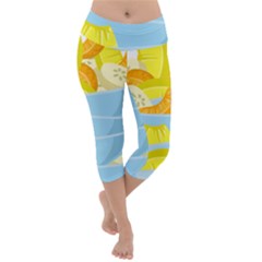 Salad Fruit Mixed Bowl Stacked Lightweight Velour Capri Yoga Leggings