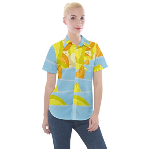 Salad Fruit Mixed Bowl Stacked Women s Short Sleeve Pocket Shirt by HermanTelo